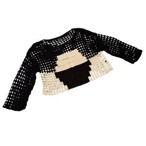 PierAntonioGaspari Linen Cotton Crochet Sweater Top Black & White - Size IT 42